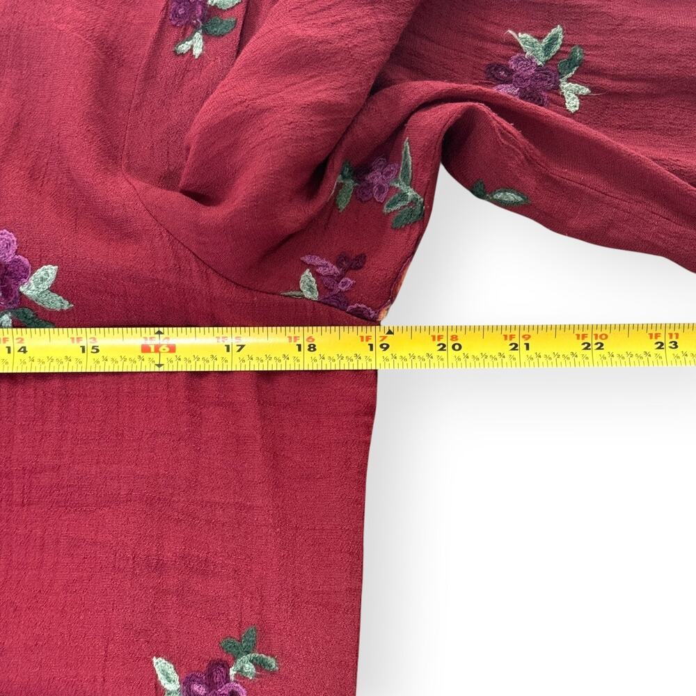 Figueroa and Flower Embroidered Floral Peasant Dress Large Cottage Boho Prairie - Picture 9 of 12